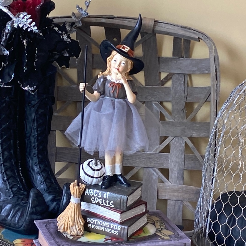 NEW! Fall Halloween Vintage Inspired Witch School Girl Figurine Statue